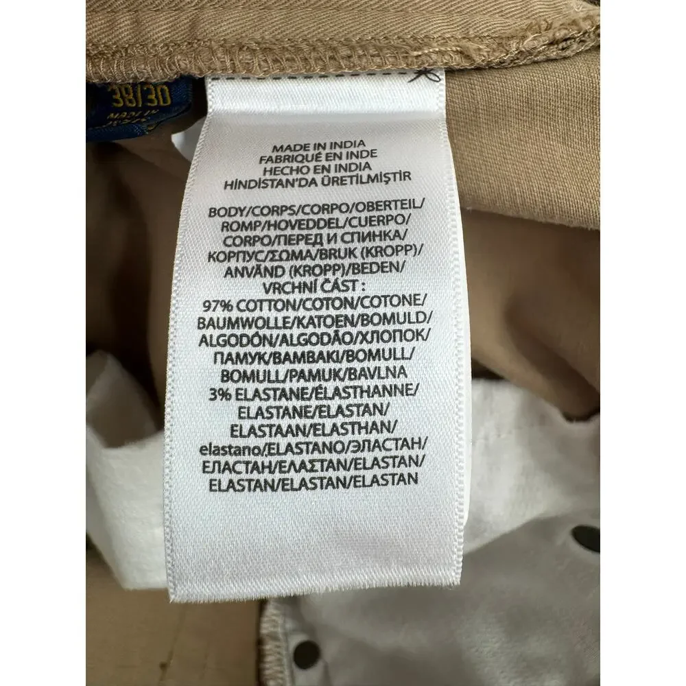 Polo Ralph Lauren 5 Pocket Tapered Leg Khaki Jeans Mens 38x30‎ Beige Tan